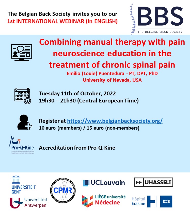 Combining manual therapy with pain neuroscience education in the treatment of chronic spinal pain